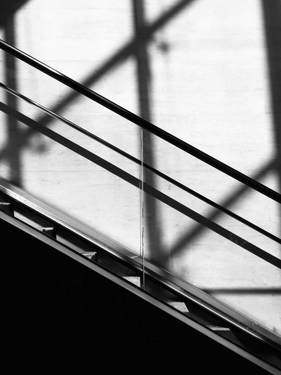 banister empty escalator handrail