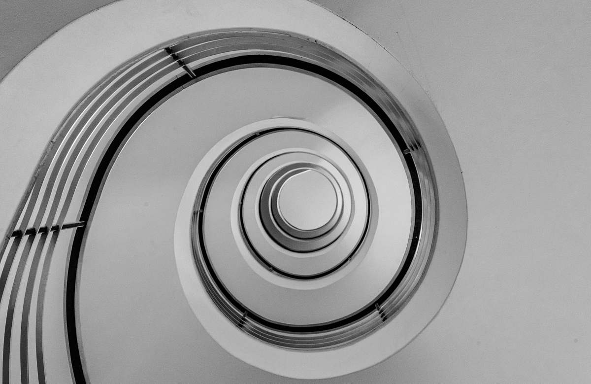 spiral gray and white spiral artwork coil