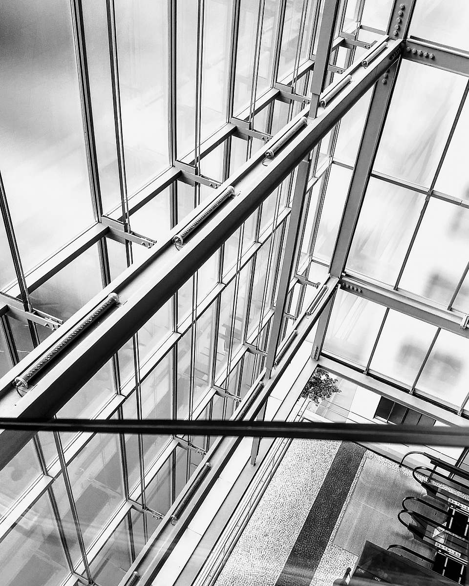 banister gray metal frame handrail
