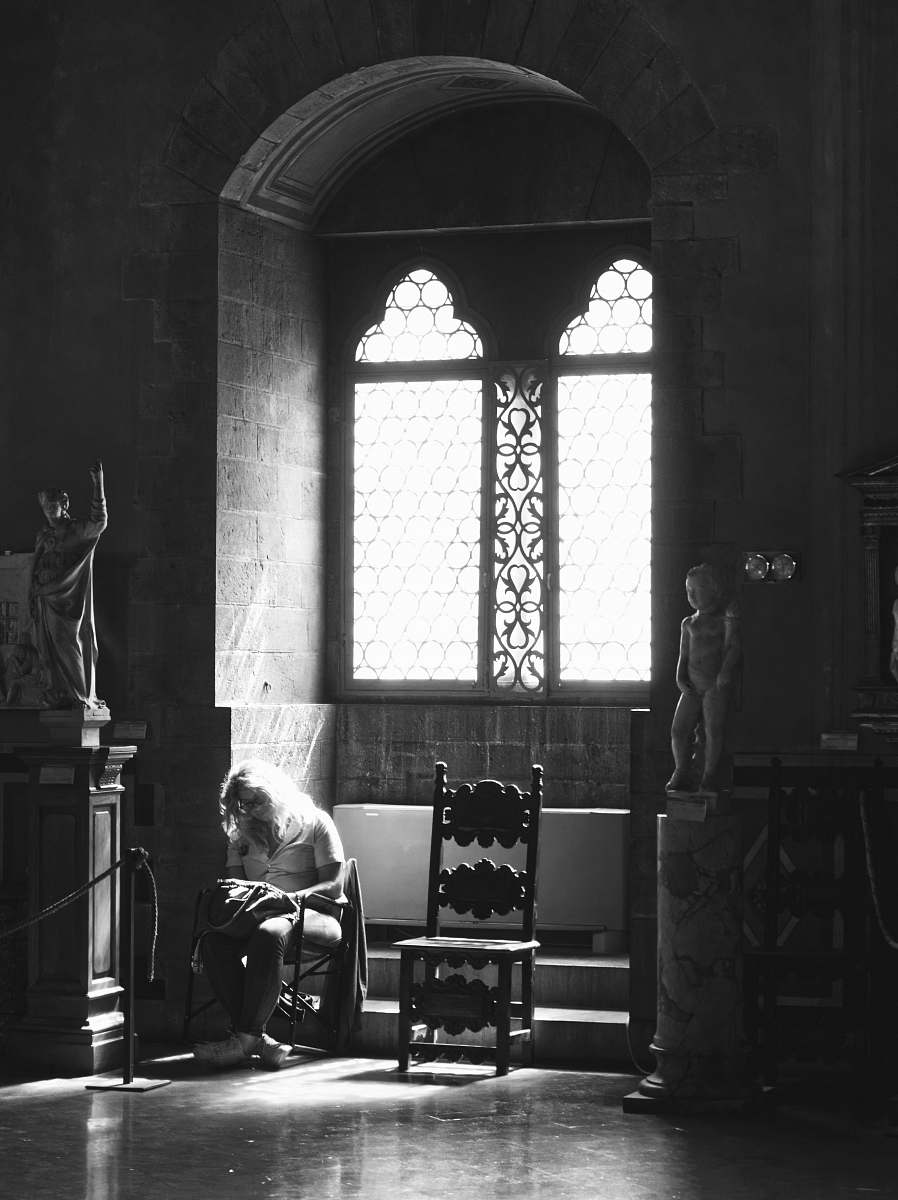 furniture gray-scale photo of chair near window human