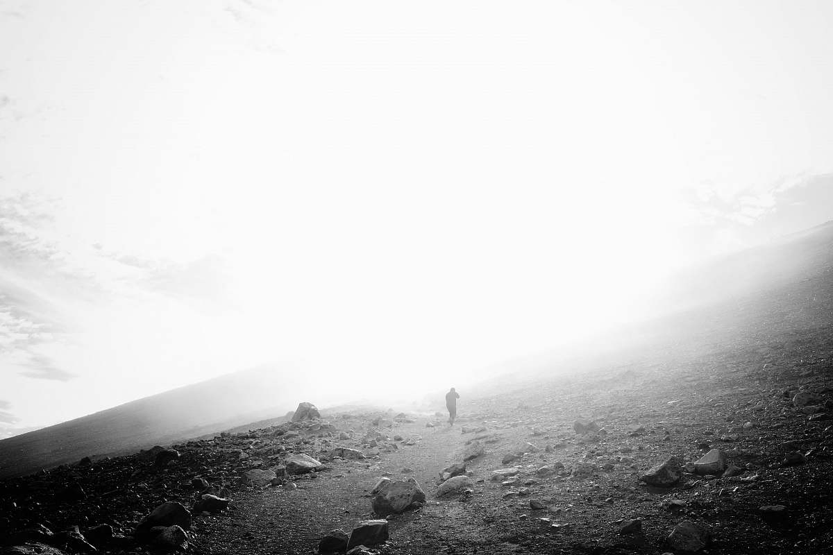 nature grayscale photo of a mountainside outdoors