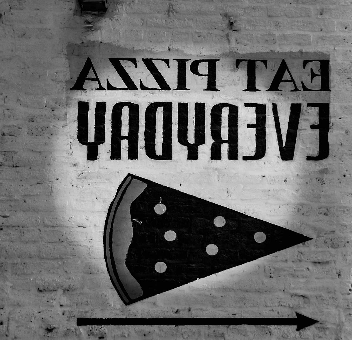 chicago grayscale photo of eat pizza everyday signage pizza