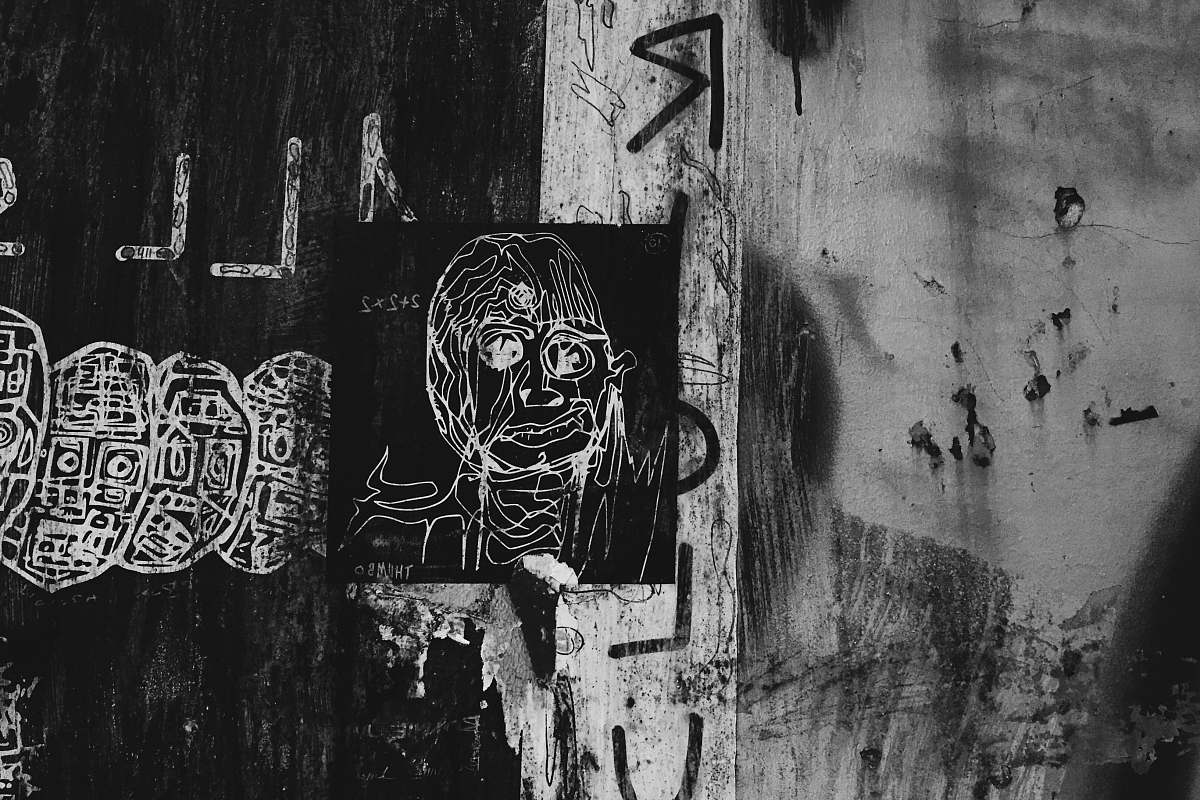 graffiti grayscale photo of painting thailand
