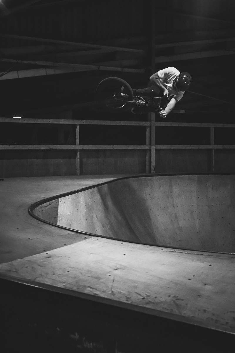 bike grayscale photo of person riding BMX bike bmx