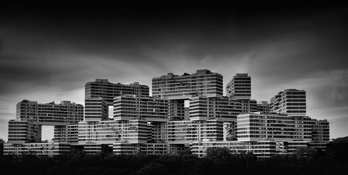 grey grayscale photograph of buildings building