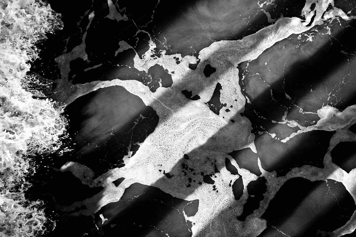 grey grayscale photography of body of water black