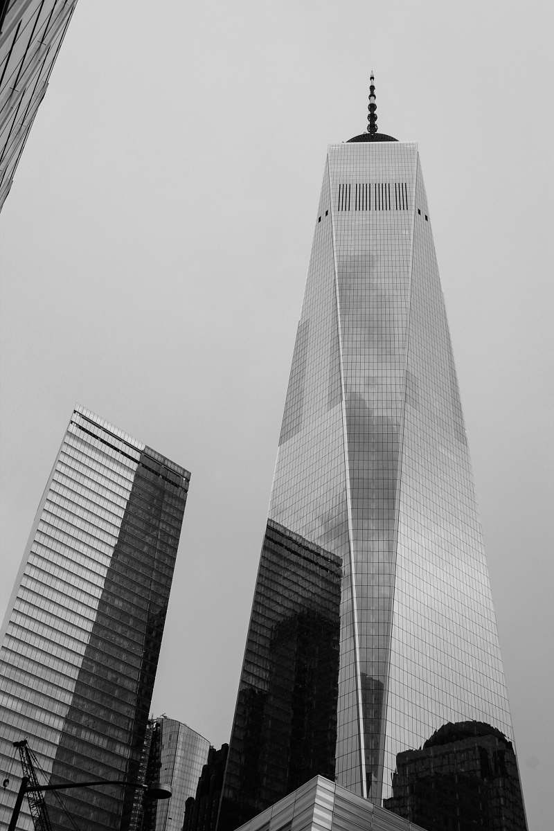 building grayscale photography of One World Trade center grey