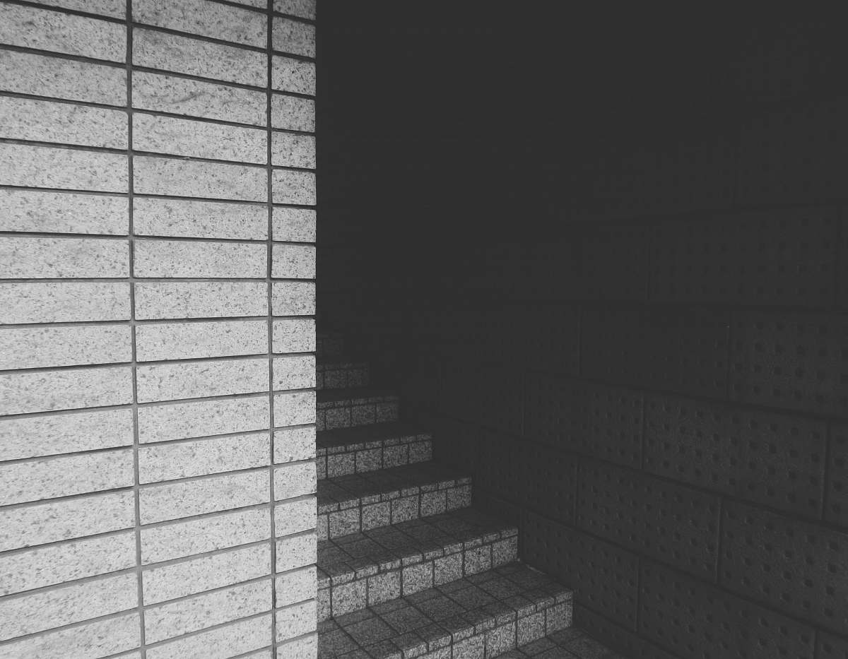 grey grayscale photography of stairs banister