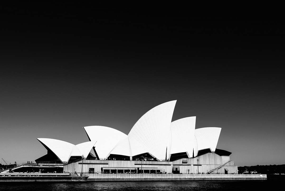 building grayscale photography of Sydney Opera House in Australia australia