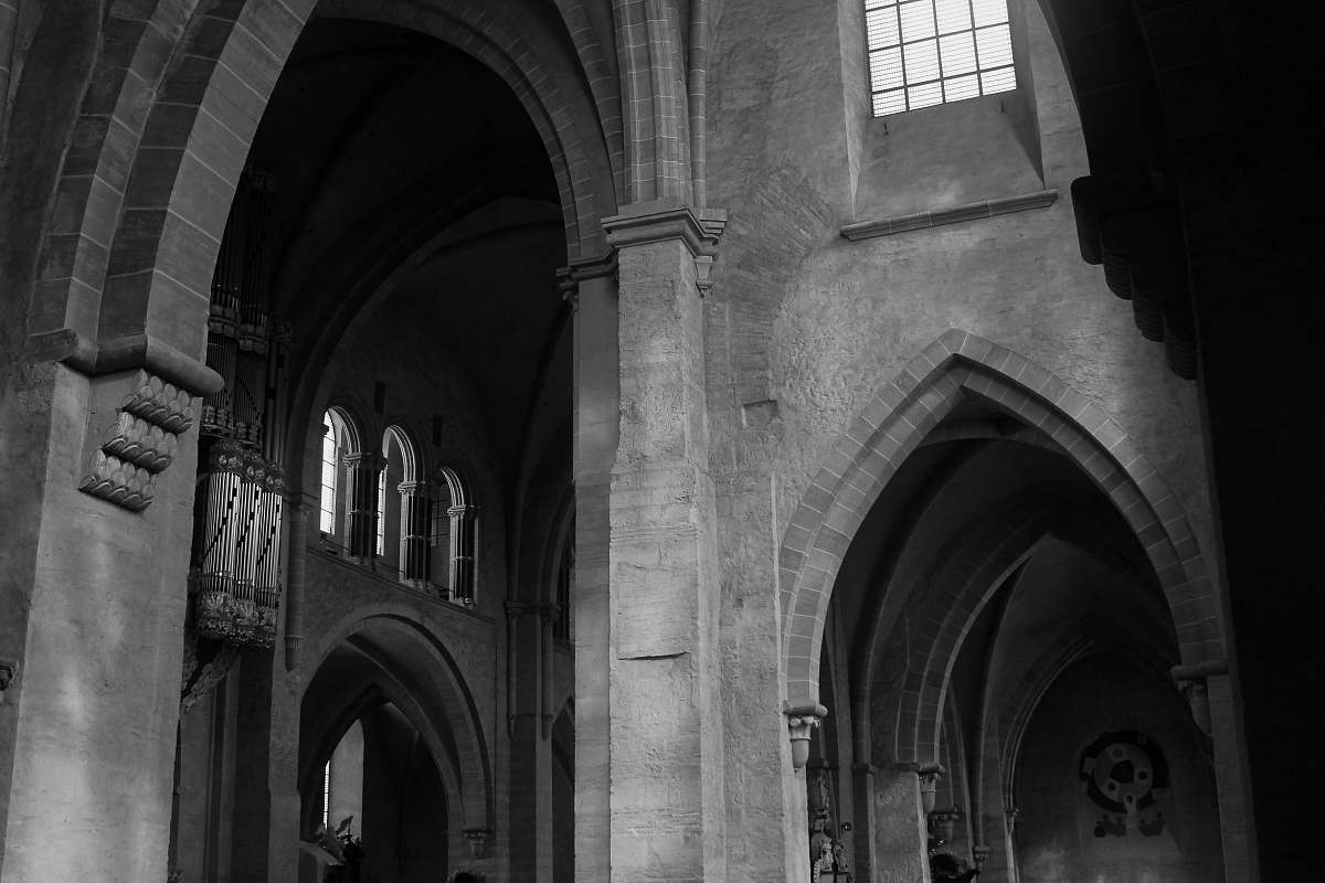 architecture greyscale photography of building corridor