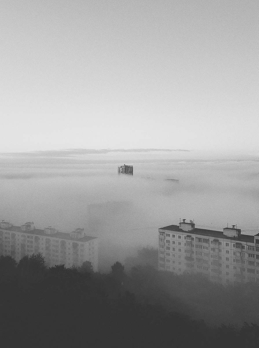 grey high-angle photography of high-rise building nature