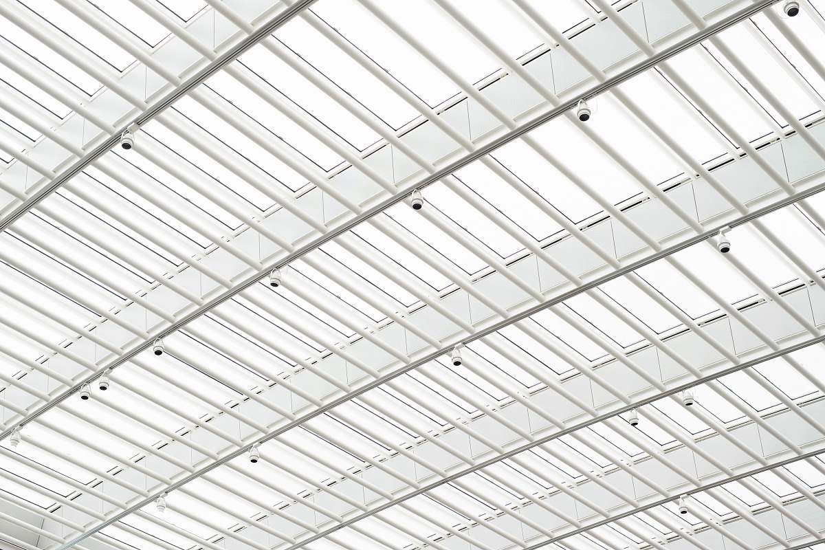 white lamps on metal framed roof cleveland museum of art