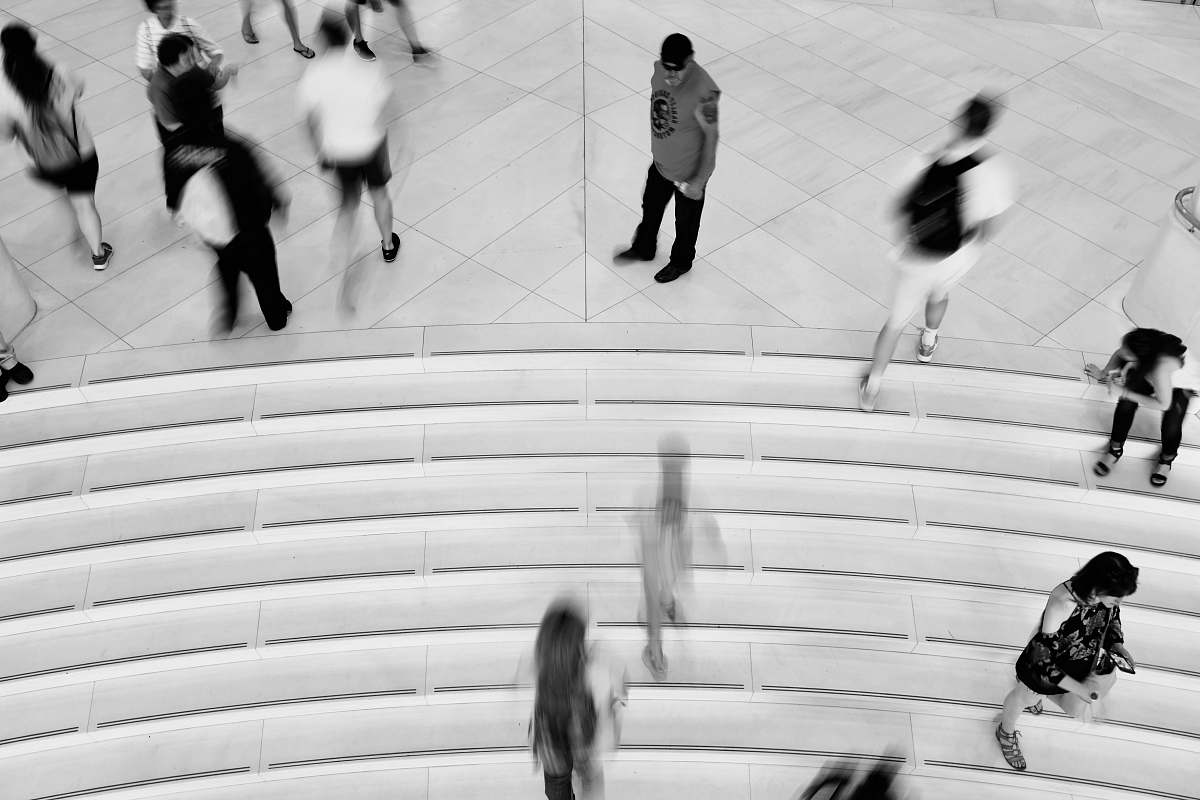 people people passing each other person