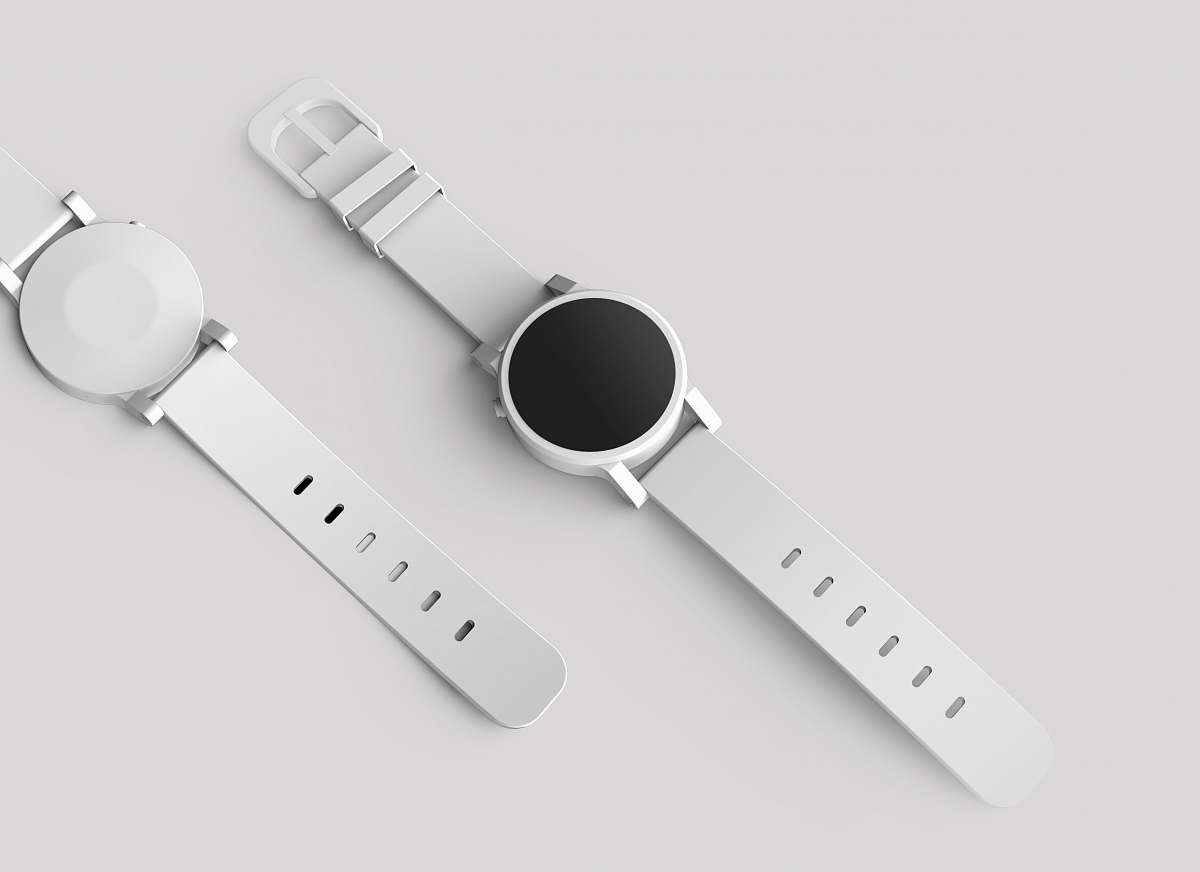 product round white watch with white band object