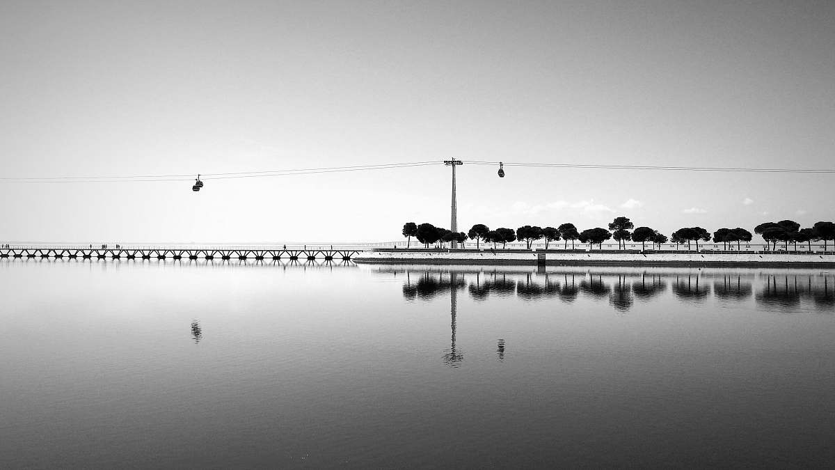 building silhouette of trees and bridge near body of water water