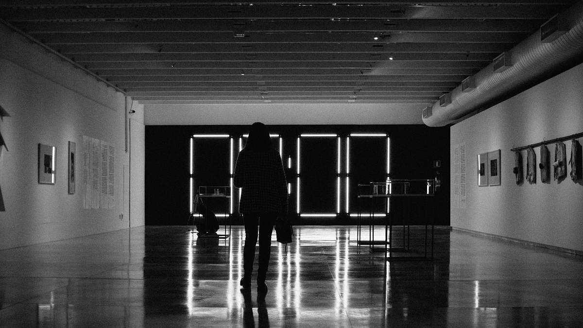 Flooring Silhouette Of Woman Standing In Dark Room Human Image Free Photo