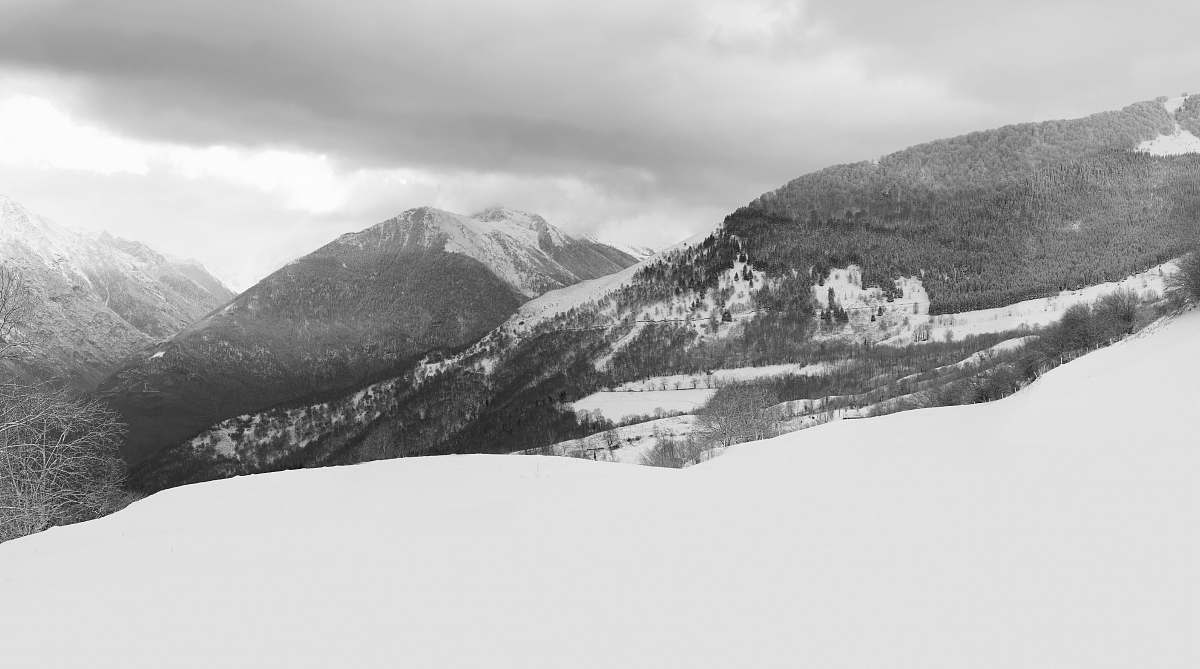 grey snow terrain and mountains nature