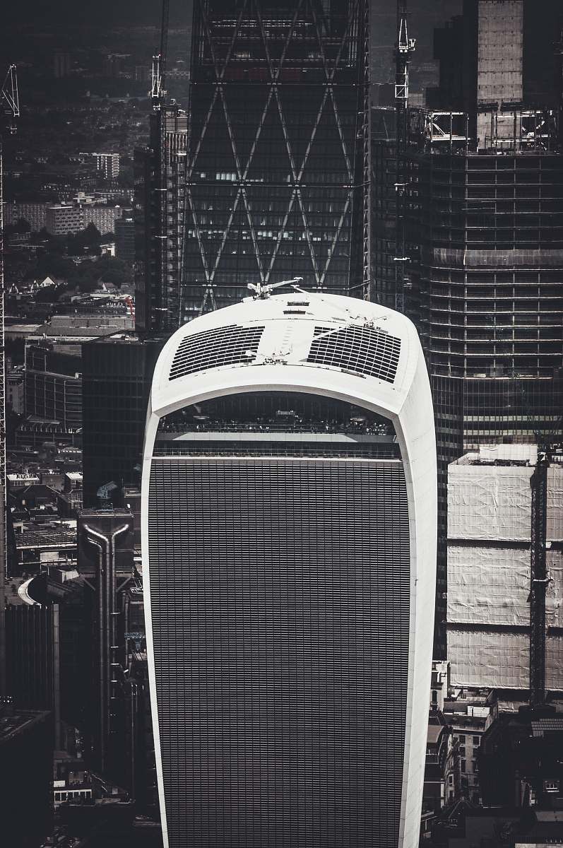 building top view of white high rise building city