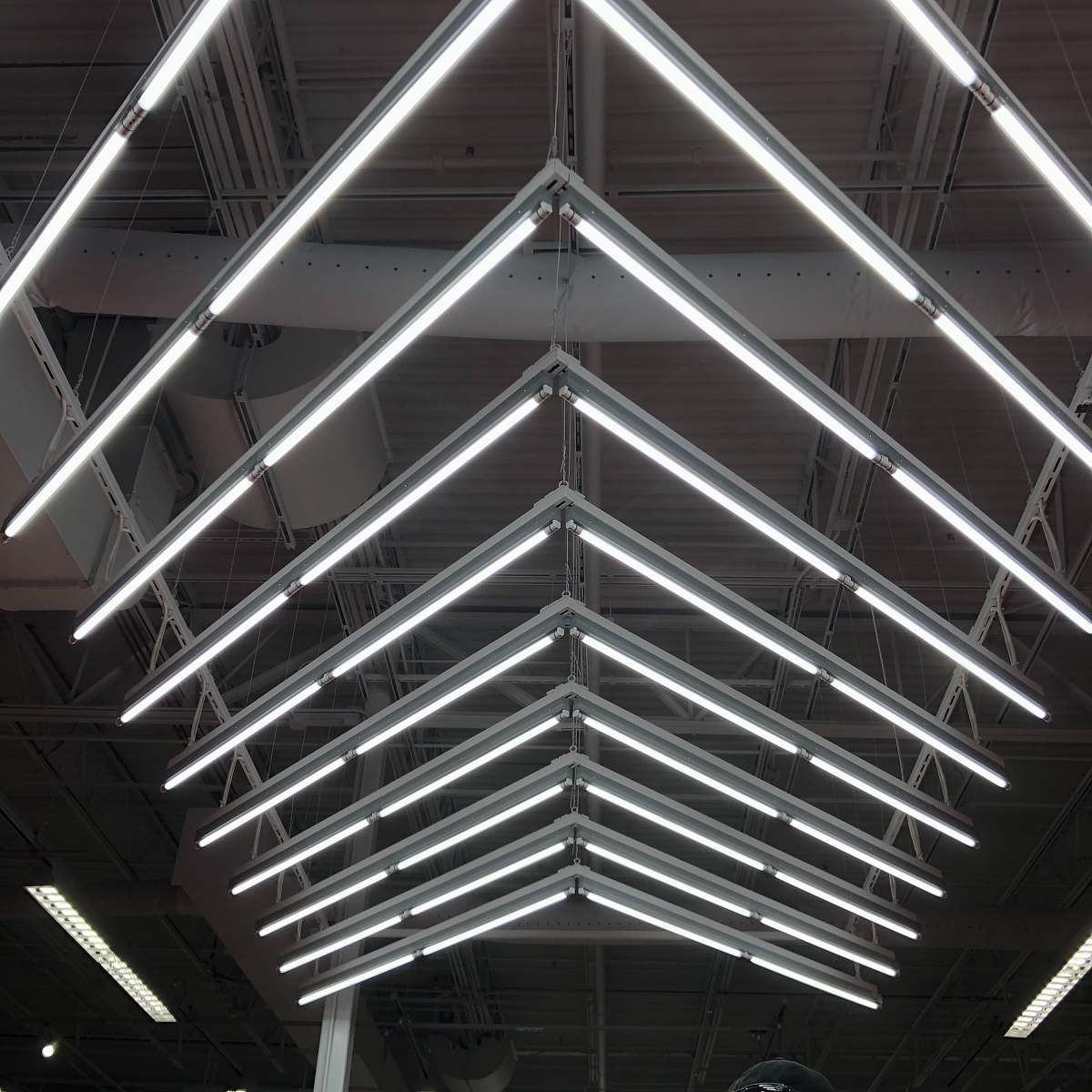 staircase turned-on ceiling lamps building