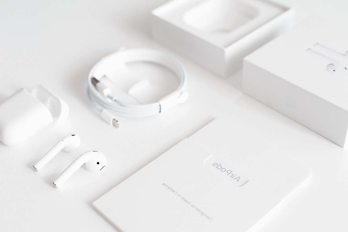 white white earpods electronics