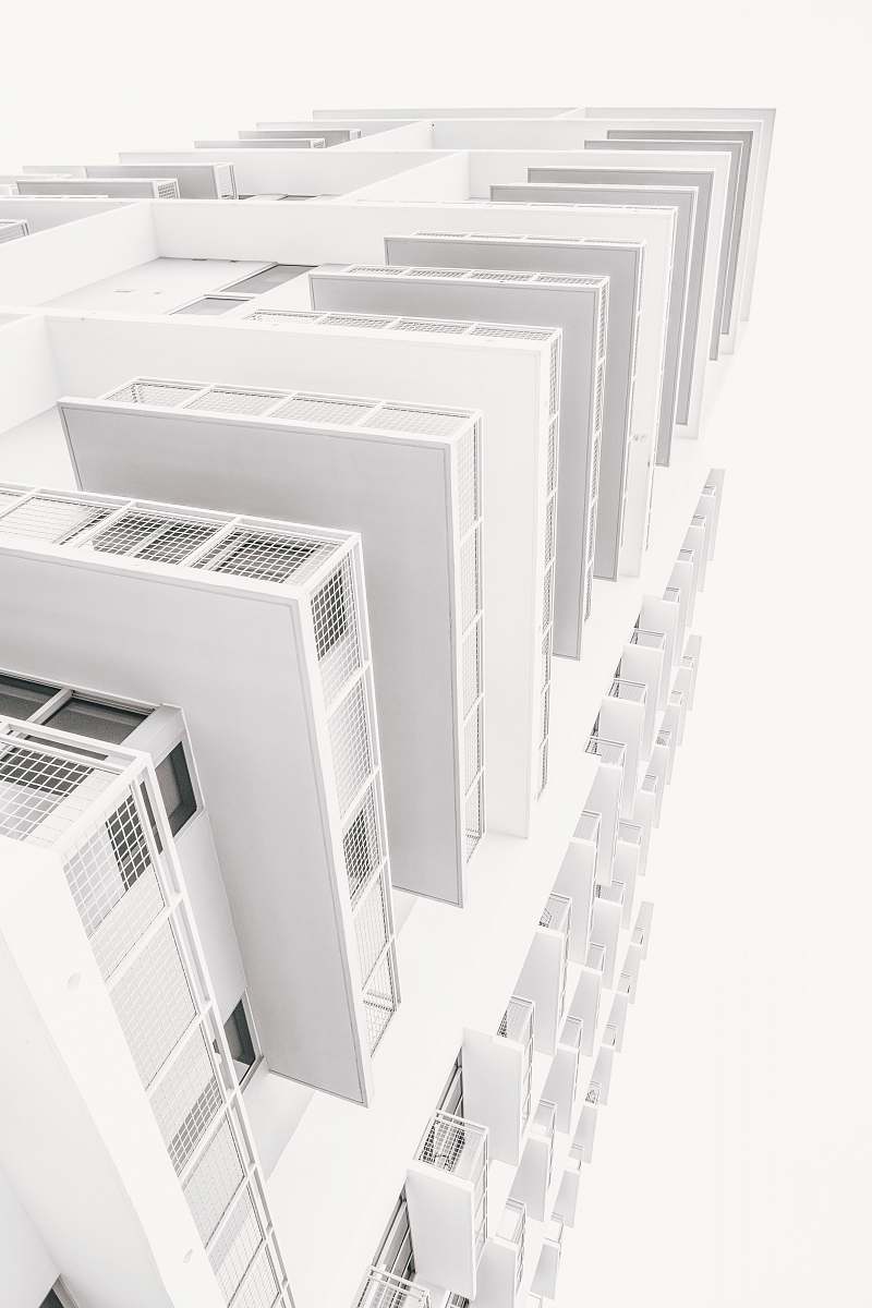 grey white high-rise building geometric