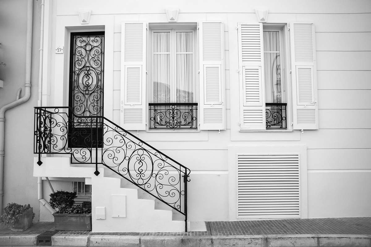 grey white painted house monaco