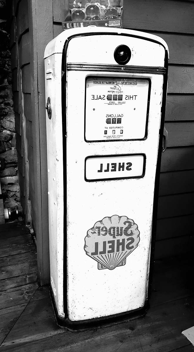 machine white Shell gas pump gas pump