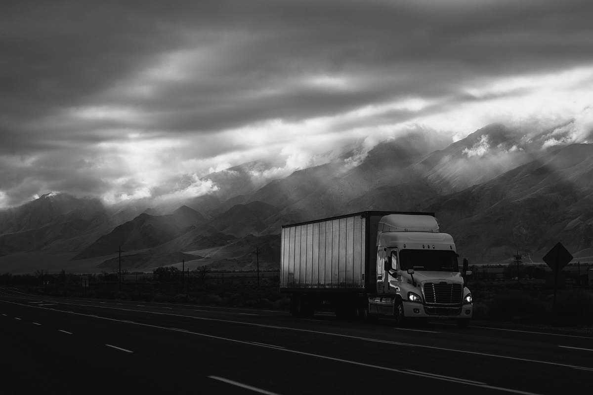 transportation white trailer truck on road truck