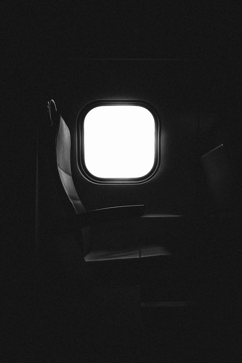 screen window of an airplane with a seat monitor