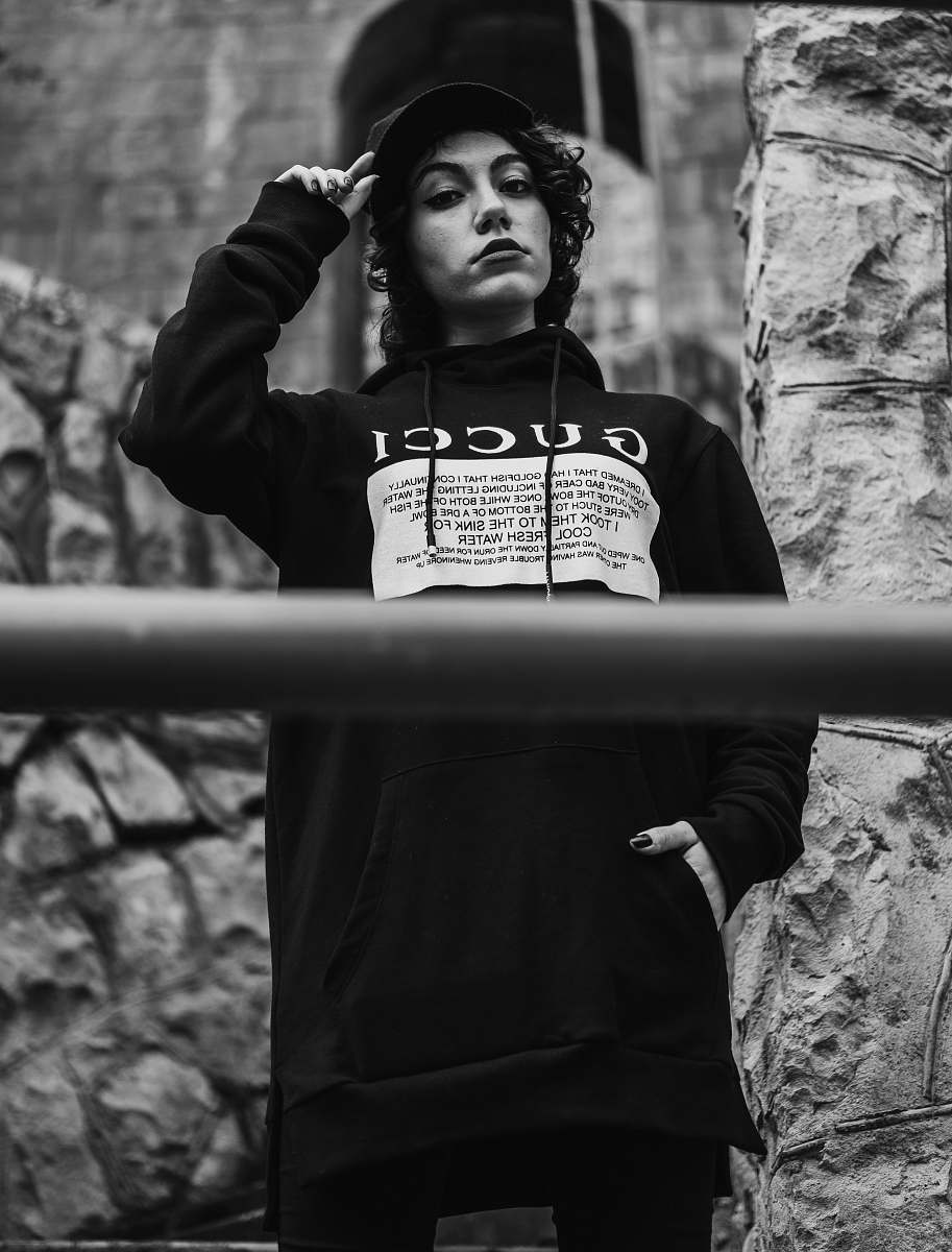 clothing woman wearing Gucci jacket apparel