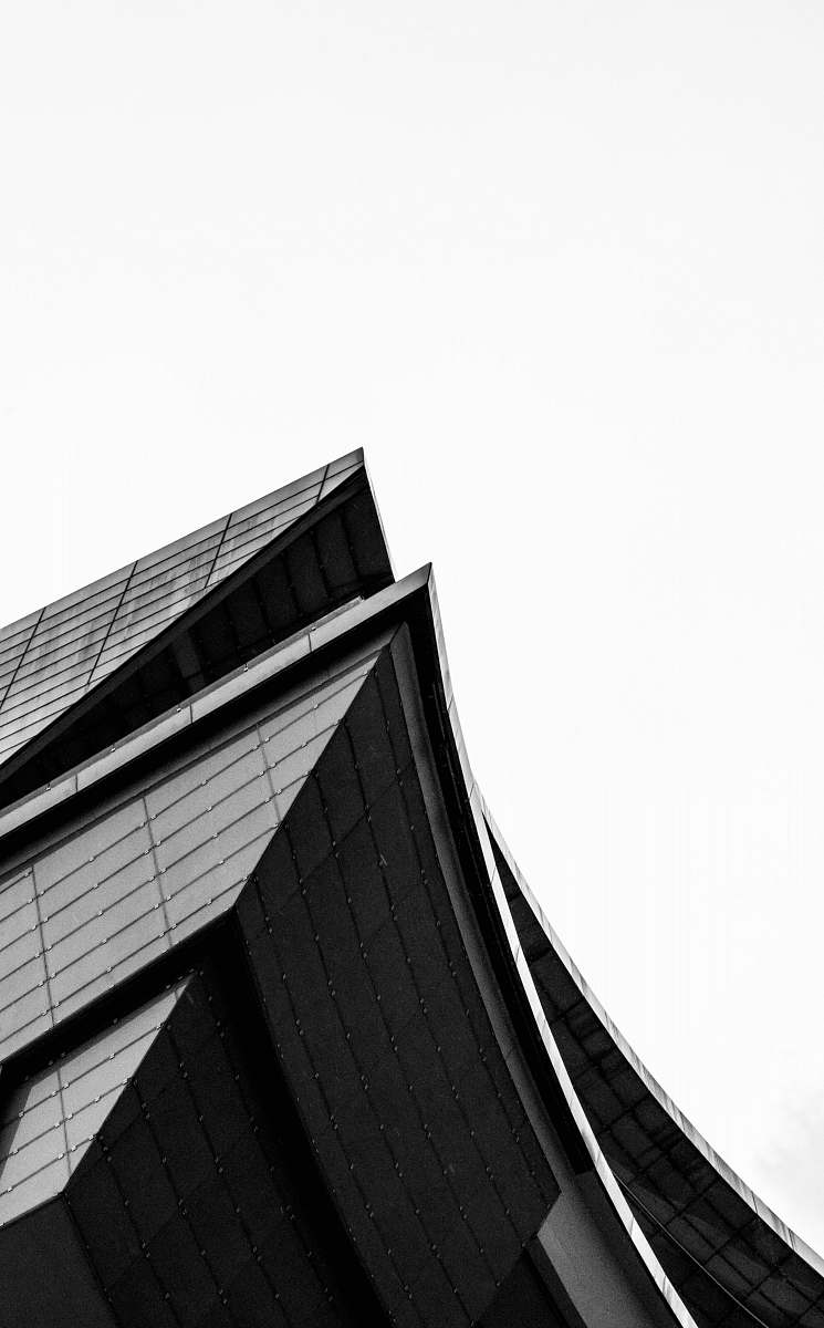 building worms eye view of black building architecture