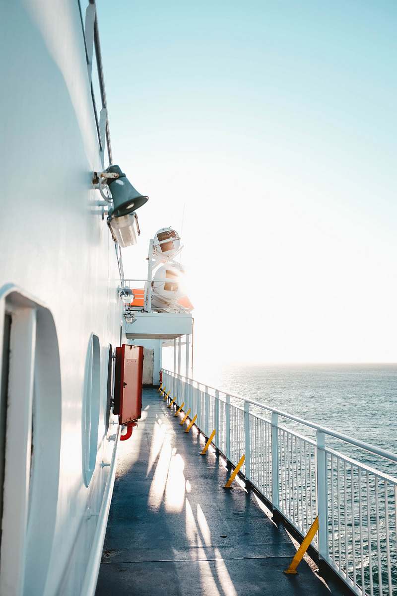 ocean white and red boat hallway sea