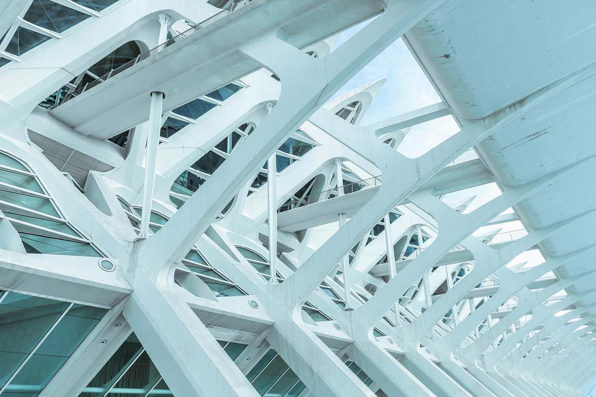 architecture architectural photo of white metal beams spain