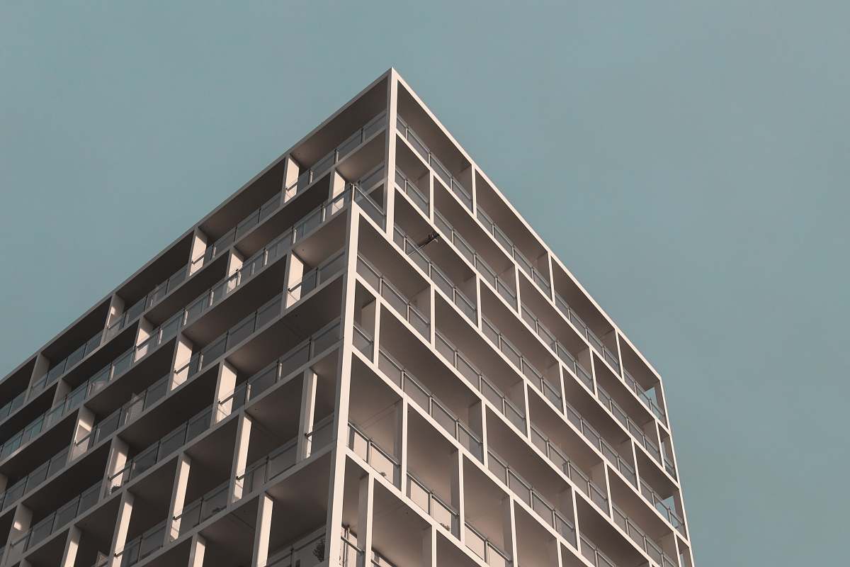 architecture bottom view of high rise building housing