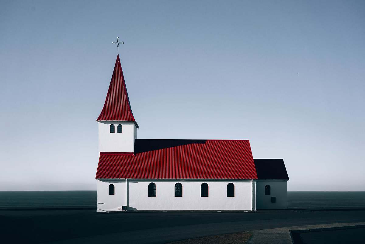 architecture red roofed white concrete church illustration steeple