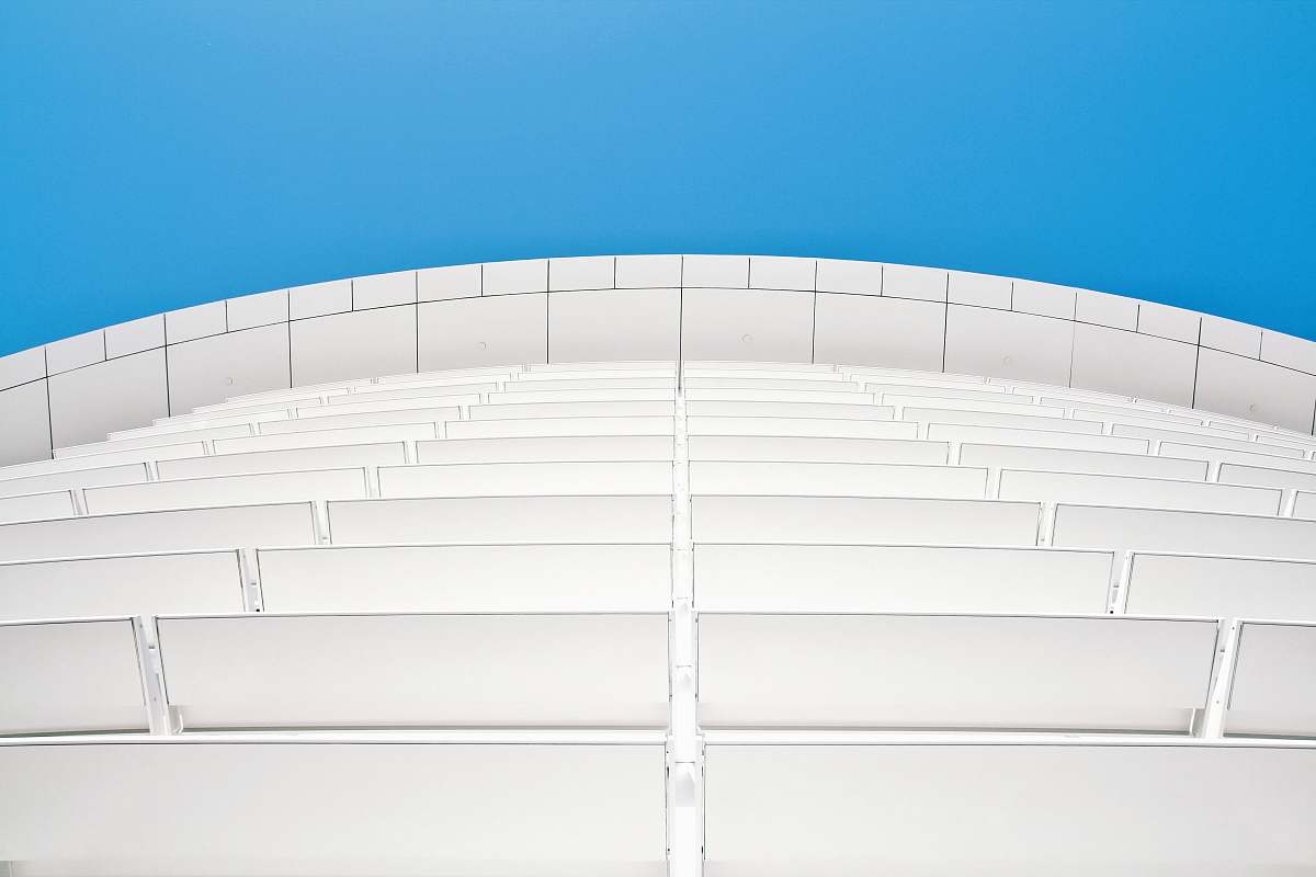 minimal worms view photography of white building exterior