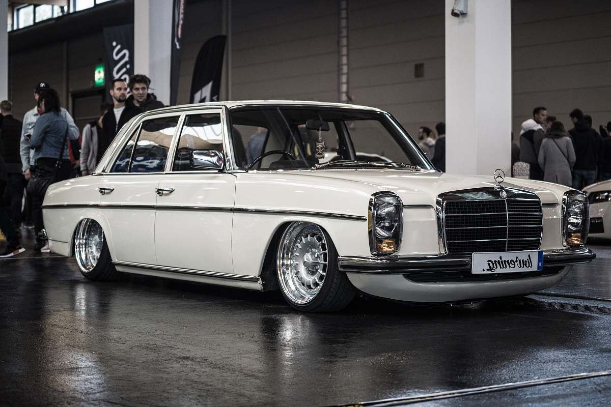 automobile white Mercedes-Benz sedan transportation