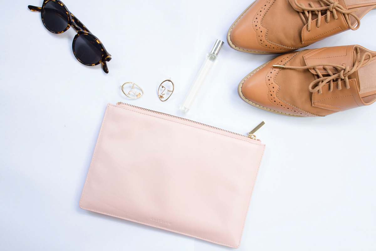 shoe oxford shoes, sunglasses, and wristlet accessories