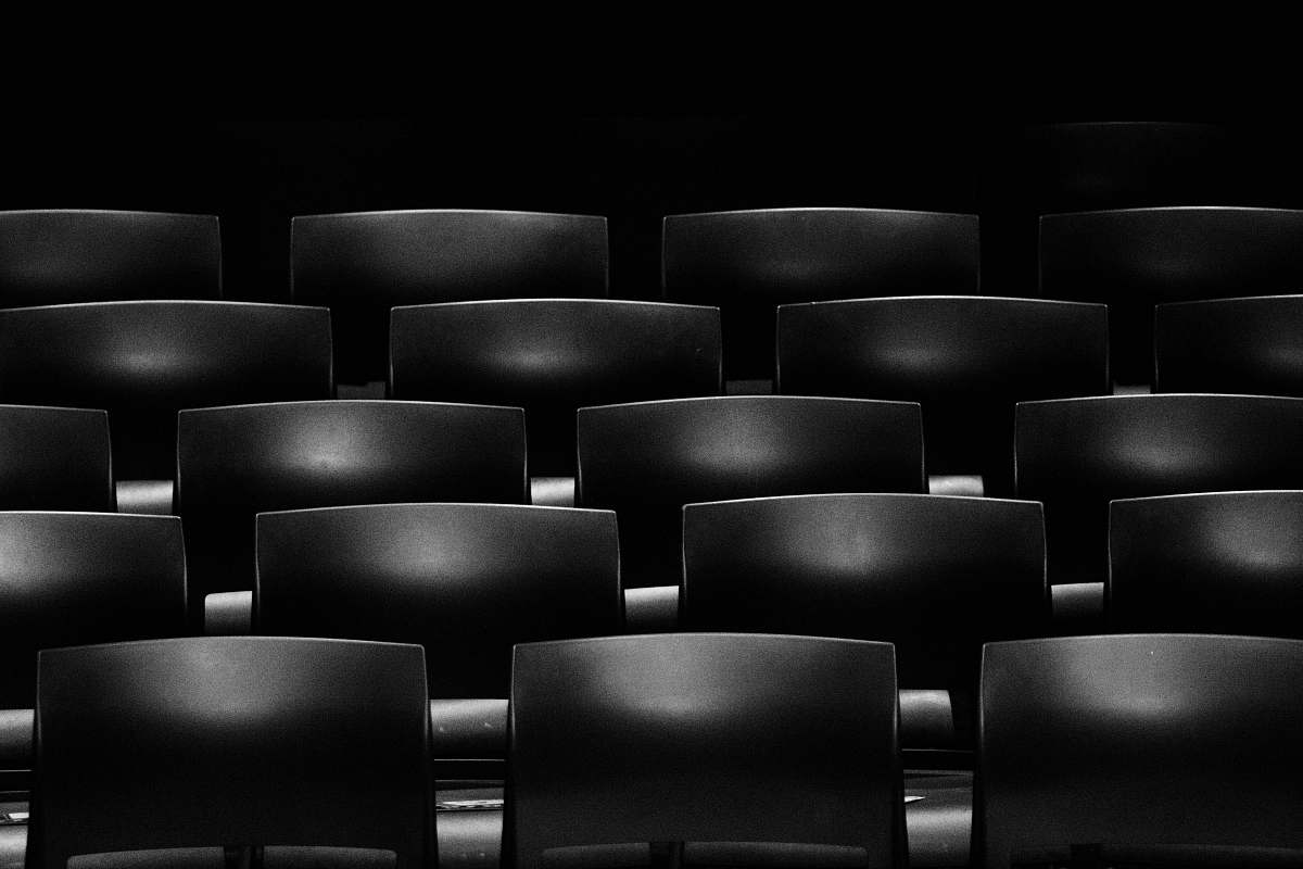 black-and-white gray cinema chair formation black