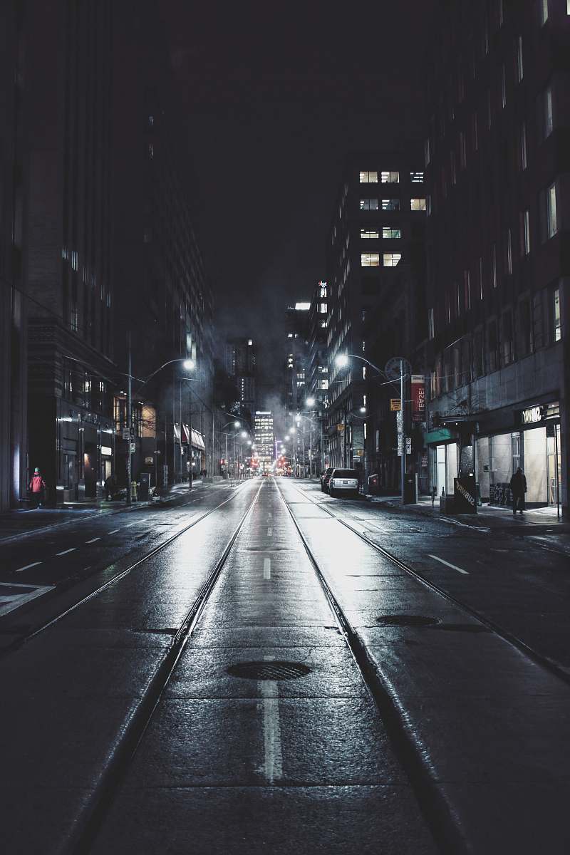 street empty road in city during night urban