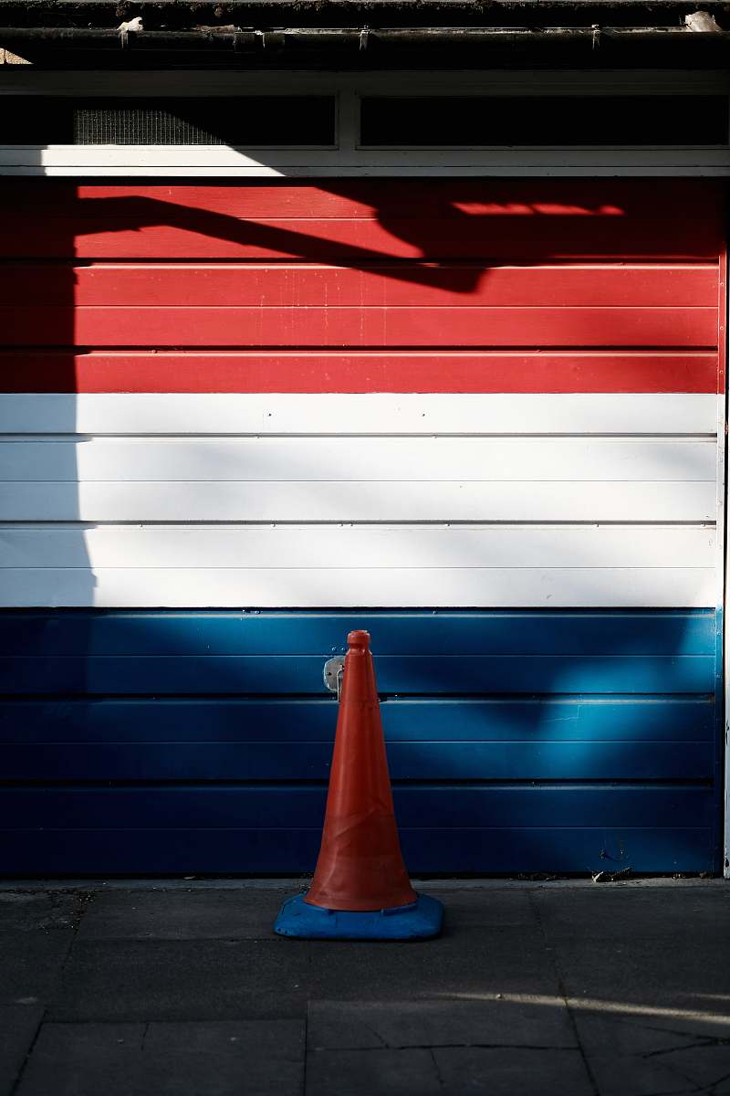 cambridge red, white , and blue wooden garage door red