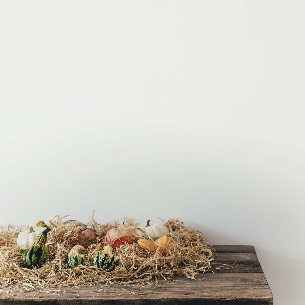 autumn white and yellow vegetable decors table