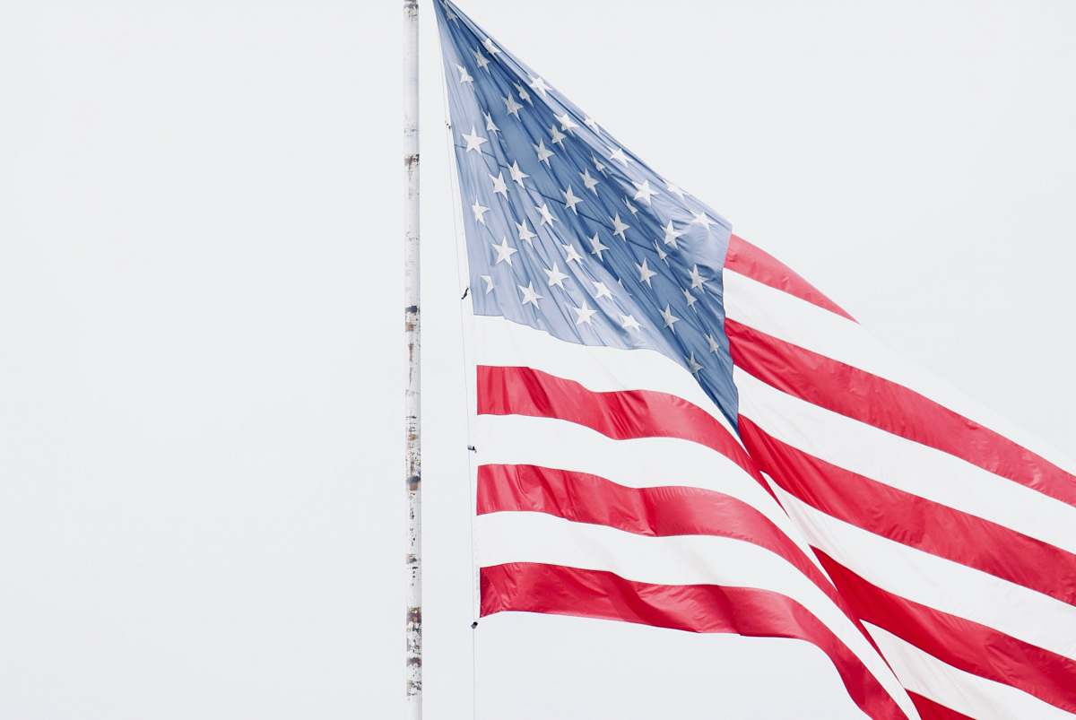 emblem flag of USA on pole united state