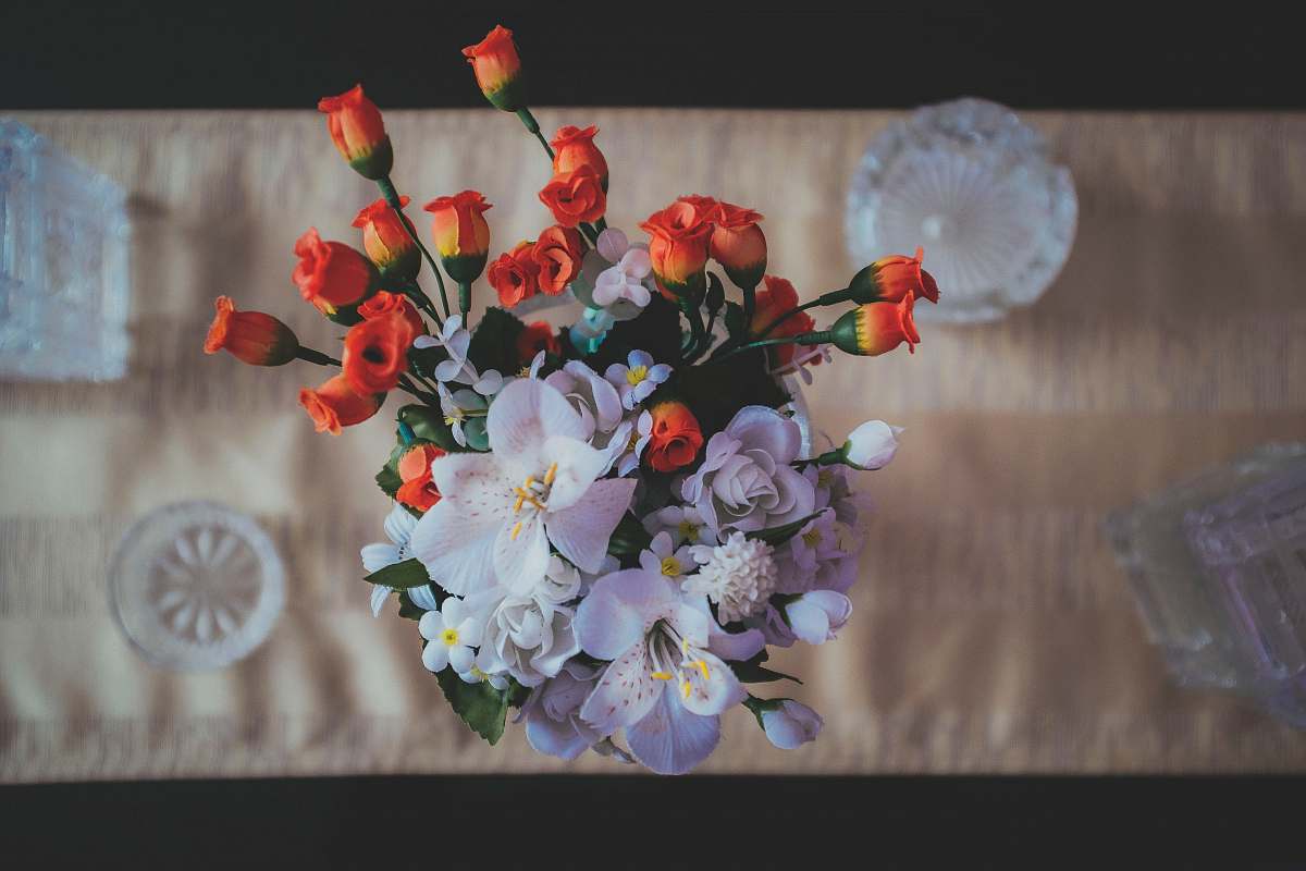 arrangement orange and white flowers on the table floral