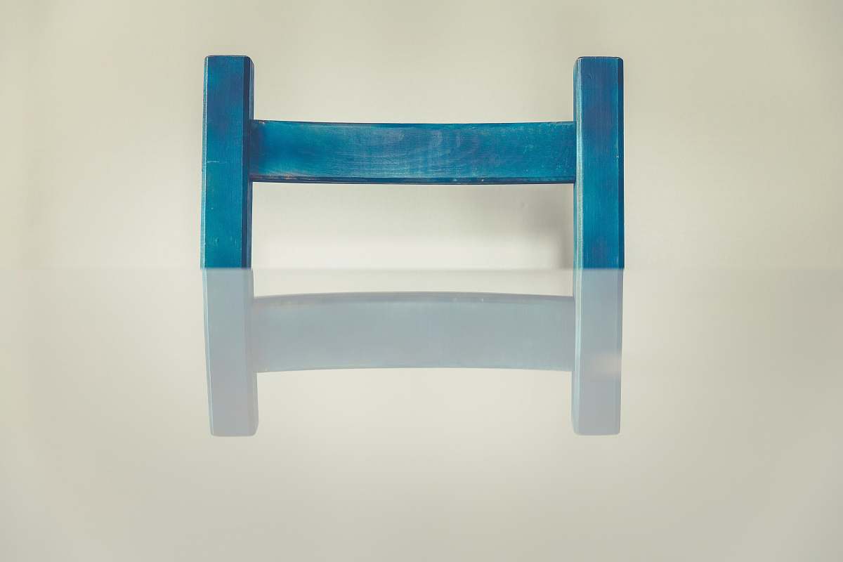 chair blue and white wooden frame erlangen