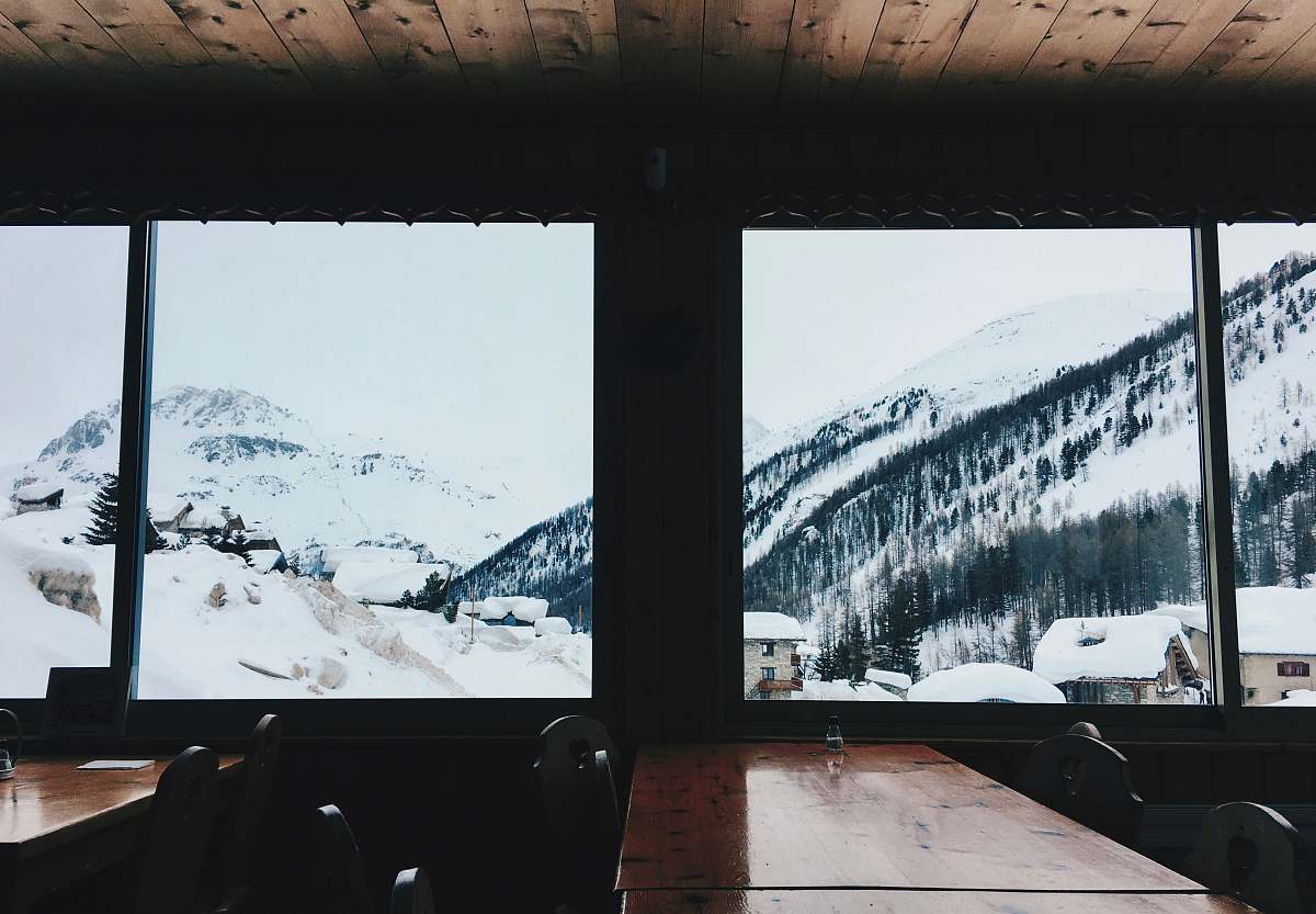 snow view of snowy mountain mountain