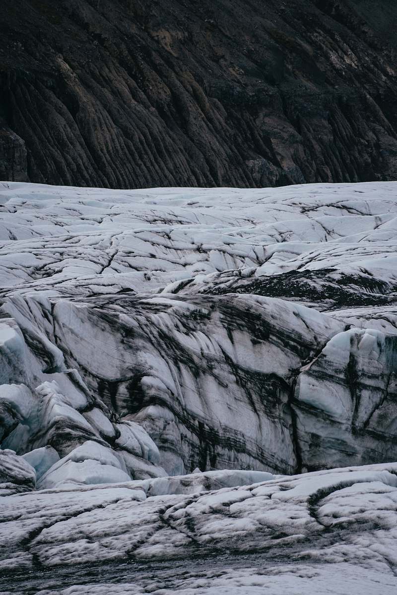 iceland white and black snowfield landscape mountain