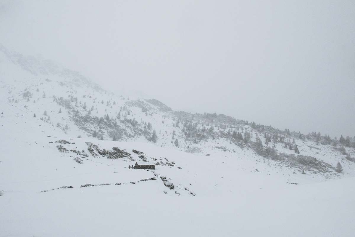 mountain black mountain covered by snow nature