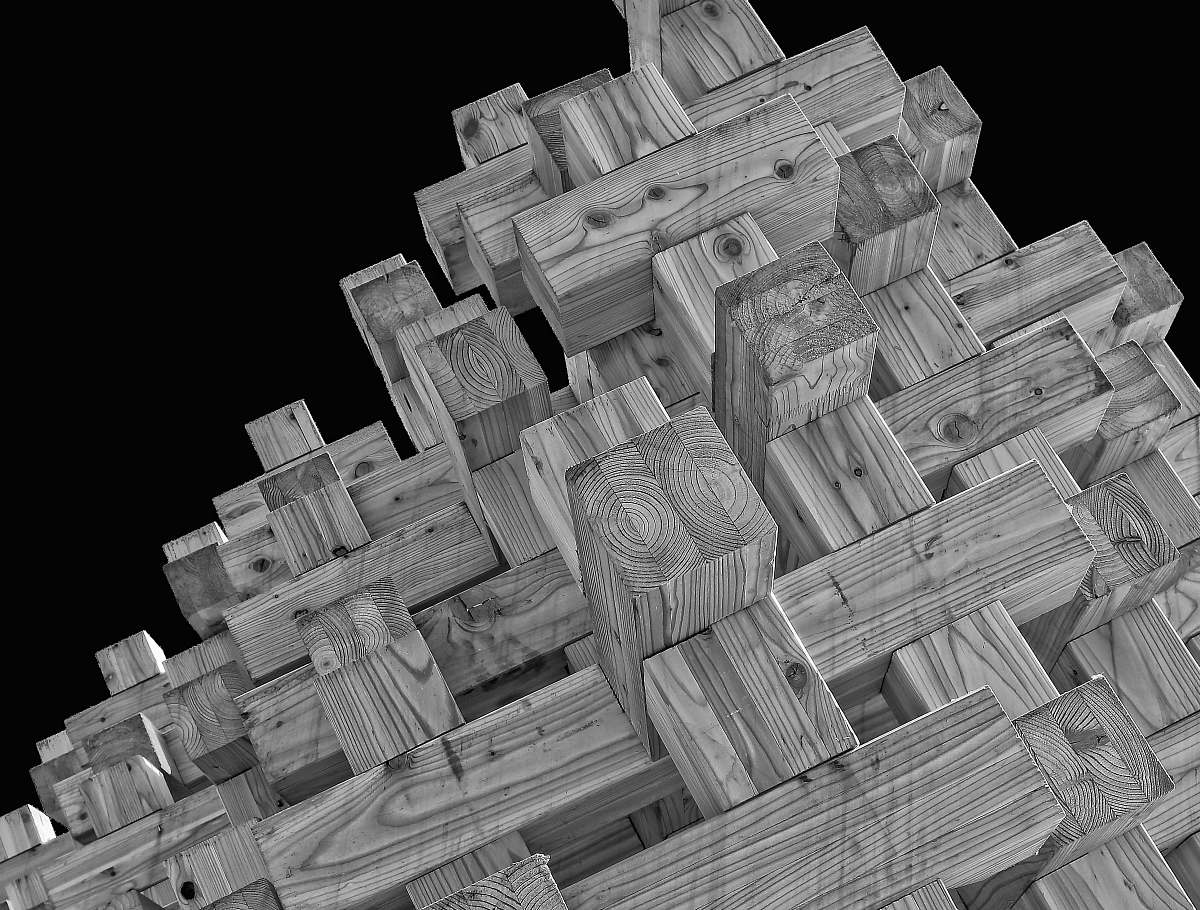 black-and-white brown wood block wood