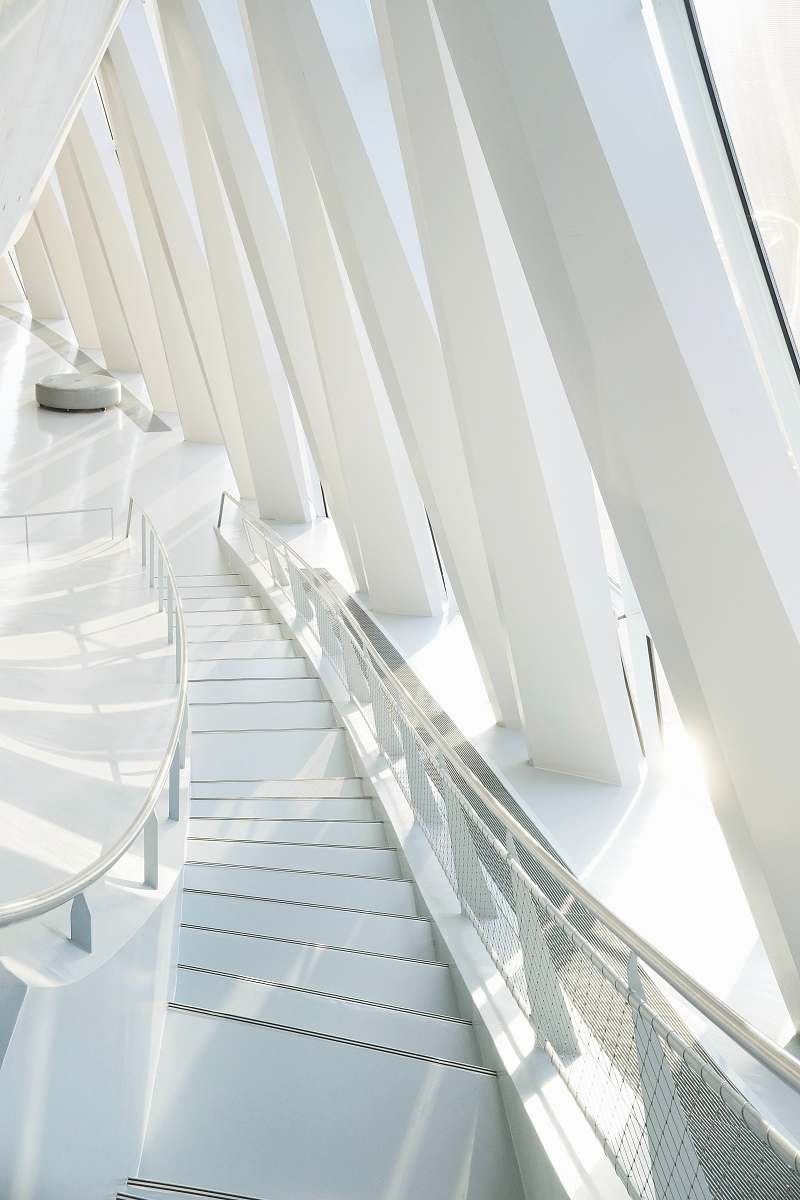 banister empty staircase in building handrail